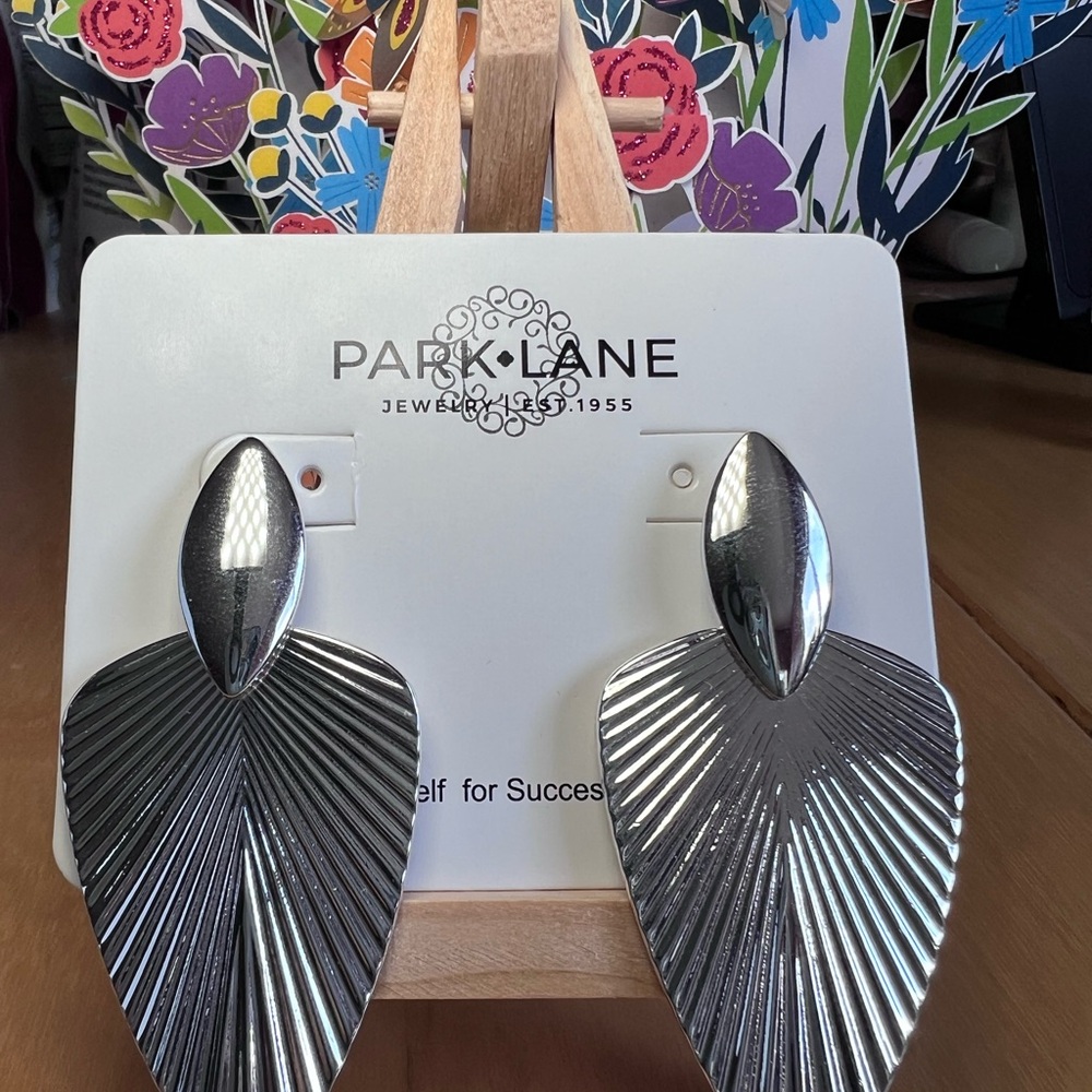 Park Lane Shiny Silver Fan Drop Earrings